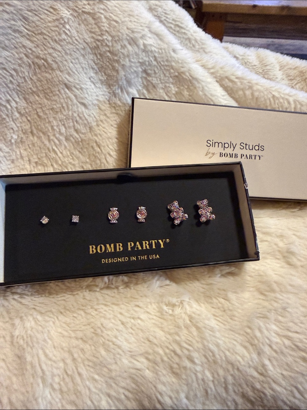 Bomb Party Pink Crystal Stud Earring Set - Simply Studs Collection